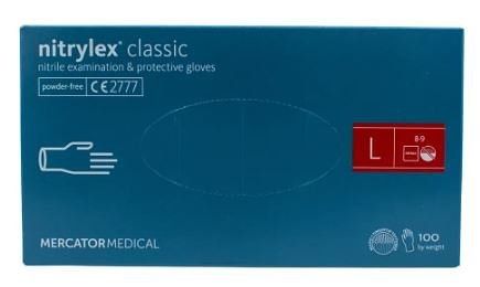 Rukavice vyšetřovací  Nitrylex L 100 ks - modré