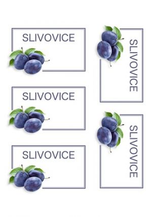 Samolepicí etiketa Slivovice malá, 5 ks
