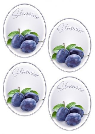 Samolepicí etiketa, Slivovice, 4 ks, ovál