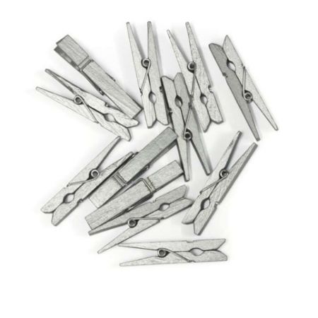 Kolíčky dřevěné 47mm stříbrné        