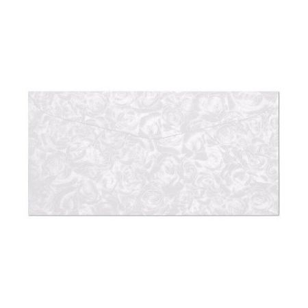 Ozdobné obálky - DL, 120 g/m2, bílé, vzor stříbrné růže, 10 ks