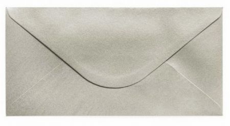 Ozdobné obálky Pearl - DL, 150 g/m2, perleťové, stříbrné, 10 ks 