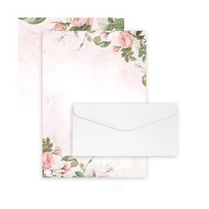 Dopisní sada - 10 obálek DL Smooth, bílé, 20 listů papíru A4, zahrada, sada 30 ks