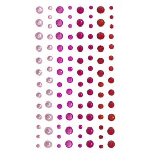 Samolepicí dekorační kamínky - mix velikostí, červené odstíny, 104 ks 