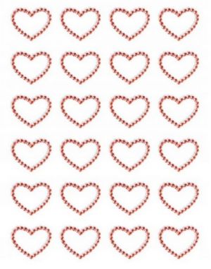 Samolepicí dekorační srdíčka - kamínky, červené 24 ks