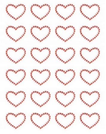 Samolepicí dekorační srdíčka - kamínky, červené 24 ks