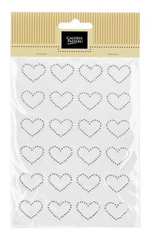 Samolepicí dekorační srdíčka - kamínky, stříbrné 24 ks