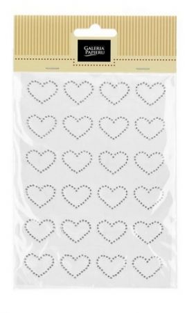Samolepicí dekorační srdíčka - kamínky, stříbrné 24 ks