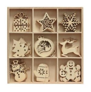 Dekorační dřevěné výřezy vánoční motivy 45 ks