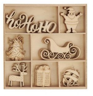 Dekorační dřevěné výřezy vánoční 35 ks
