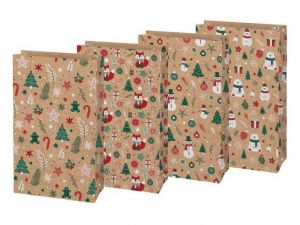 Sáček papírový vánoční KRAFT 4 15x27x9cm mix