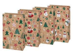 Sáček papírový vánoční KRAFT 4 10x18x6cm mix