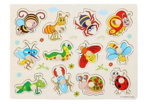 Vkládačka dřevěná hmyz 30cm