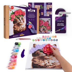 OKTO Malba a 3D modelování obraz &quot;Kočka s květinovou korunkou&quot; 30x40 cm