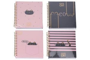 Notes spirála linkovaný 15x21 cm, 100 stran - Kočka