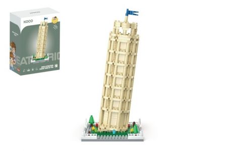 Stavebnice mini KOCO Věž v Pise plast 548 ks v krabičce 13x16,5x7cm