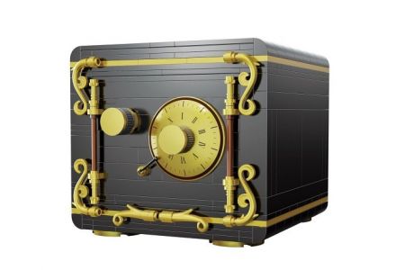 Stavebnice Funkční trezor z kostiček 442 dílků v krabici 