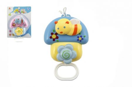 Hrající strojek natahovací domeček plast 12cm 2 barvy na kartě