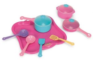 Party World - Tác s hrnky nádobí plast 11 ks růžový Wader 28x28x10cm