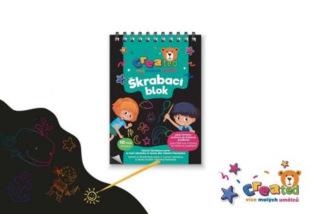 Škrabací/Vyškrabovací notes created barevný 10 listů 10x14cm v sáčku