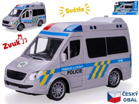 Auto policie CZ 21,5cm 1:20 na setrvačník na baterie se světlem a zvukem v krabičce