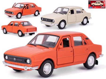 Welly Škoda 105L 1976 12cm kov zpětný chod 2barvy v krabičce