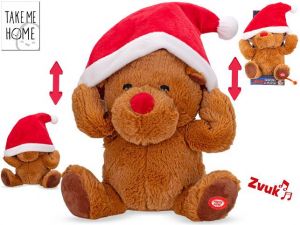 Take Me Home sob plyšový 29-36cm nasazující si santovskou čepici na baterie, zvuk 12m+ v k