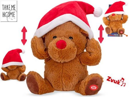Take Me Home sob plyšový 29-36cm nasazující si santovskou čepici na baterie, zvuk 12m+ v k