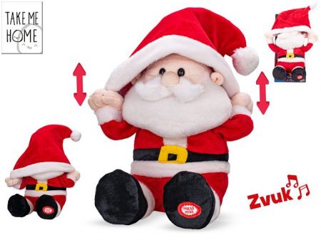 Take Me Home Santa plyšový 29-36cm nasazující si čepici na baterie se zvukem 12m+ v krabič
