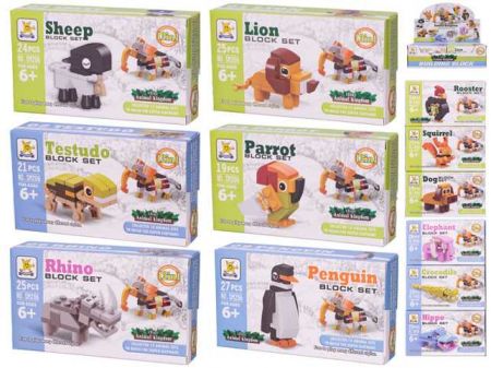 Stavebnice zvířátko 19-33ks v krabičce 12druhů