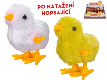 Kuřátko plyšové 9cm po natažení skákající 2barvy