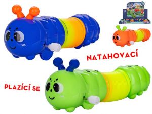 Housenka 13,5-40cm na klíček po natažení se plazící 3barvy