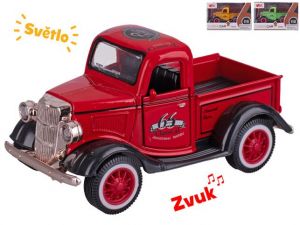 Auto old timer 11cm kov na baterie na zpětný chod se světlem a zvukem 3barvy v krabičce