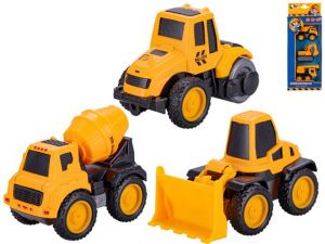 Auto stavební 7-8,5cm kov zpětný chod 2druhy 3ks 18m+ v krabičce