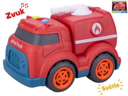 Auto hasiči 17cm volný chod na baterie se světlem a zvukem 18m+ v krabičce