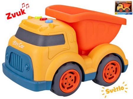 Auto stavební 17cm volný chod na baterie se světlem a zvukem 18m+ v krabičce