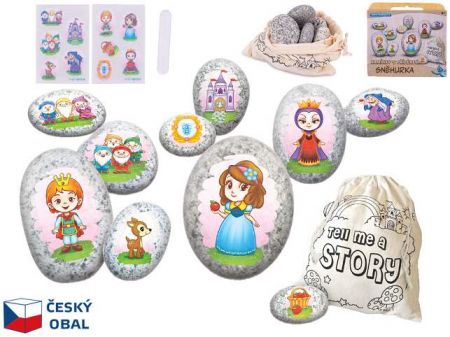 Sněhurka pohádková sada kamínků se samolepkou 10ks v krabičce