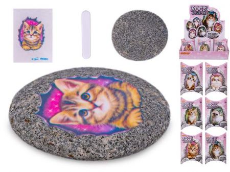 Kamínek se samolepkou kočičky 6druhů v krabičce