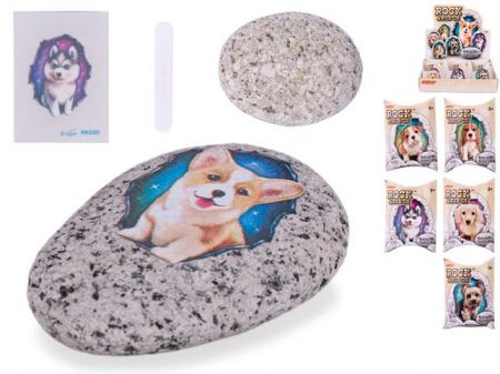 Kamínek se samolepkou pejska 6druhů v krabičce