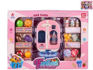 Lednice 14cm na baterie s doplňky se světlem 2barvy v krabičce