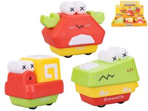 Zvířátko geometrické 7,5-8,5cm po stlačení jezdící 3druhy