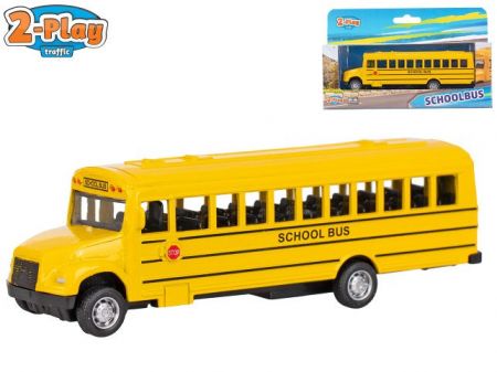 2-Play Traffic školní autobus americký 14cm kov zpětný chod v krabičce