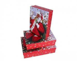 Dárková krabice s vánočním motivem Santa Clause  sada 3ks