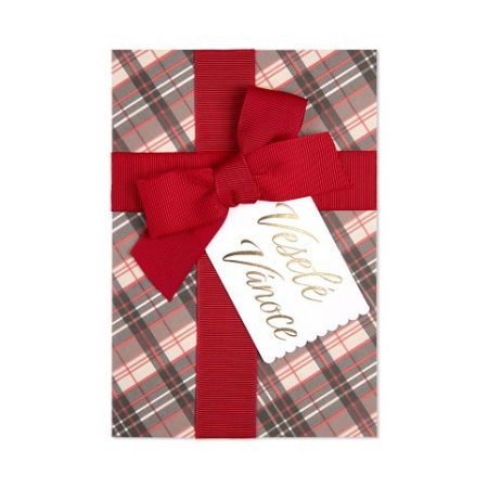 ALBI Kárované s červenou mašlí