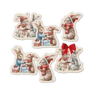 ALBI Dárková visačka 6 ks - Vánoční zajíčci