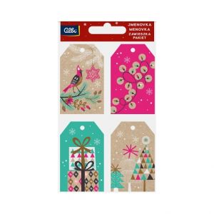 ALBI Dárková visačka 12 ks - Barevné Vánoce kraft
