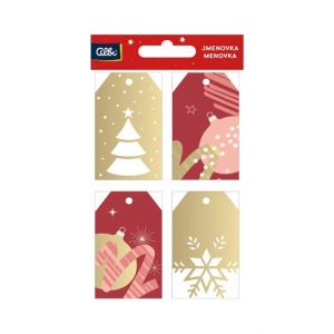 ALBI Dárková visačka 12 ks - Červeno-zlaté Vánoce