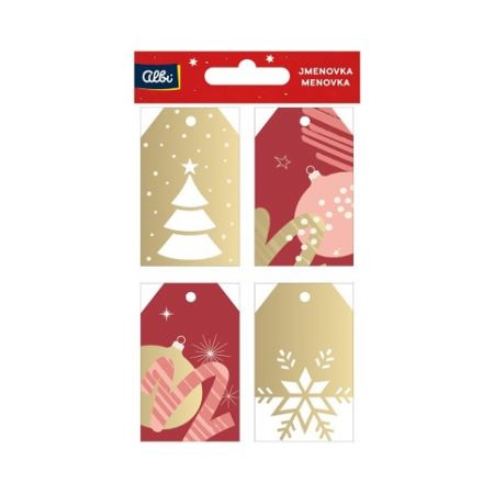 ALBI Dárková visačka 12 ks - Červeno-zlaté Vánoce