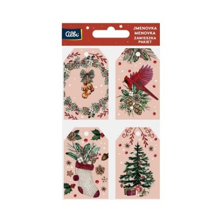 ALBI Dárková visačka 12 ks - Růžové Vánoce
