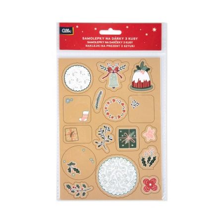 ALBI Samolepky na dárky 3 ks - Vánoce kraft
